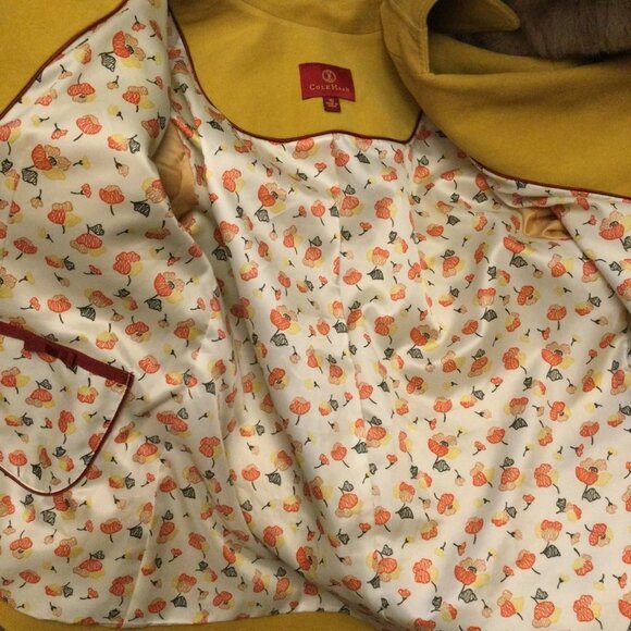 Cole Haan women’s size 10 jacket yellow single breasted button closure collard b - Picture 6 of 11